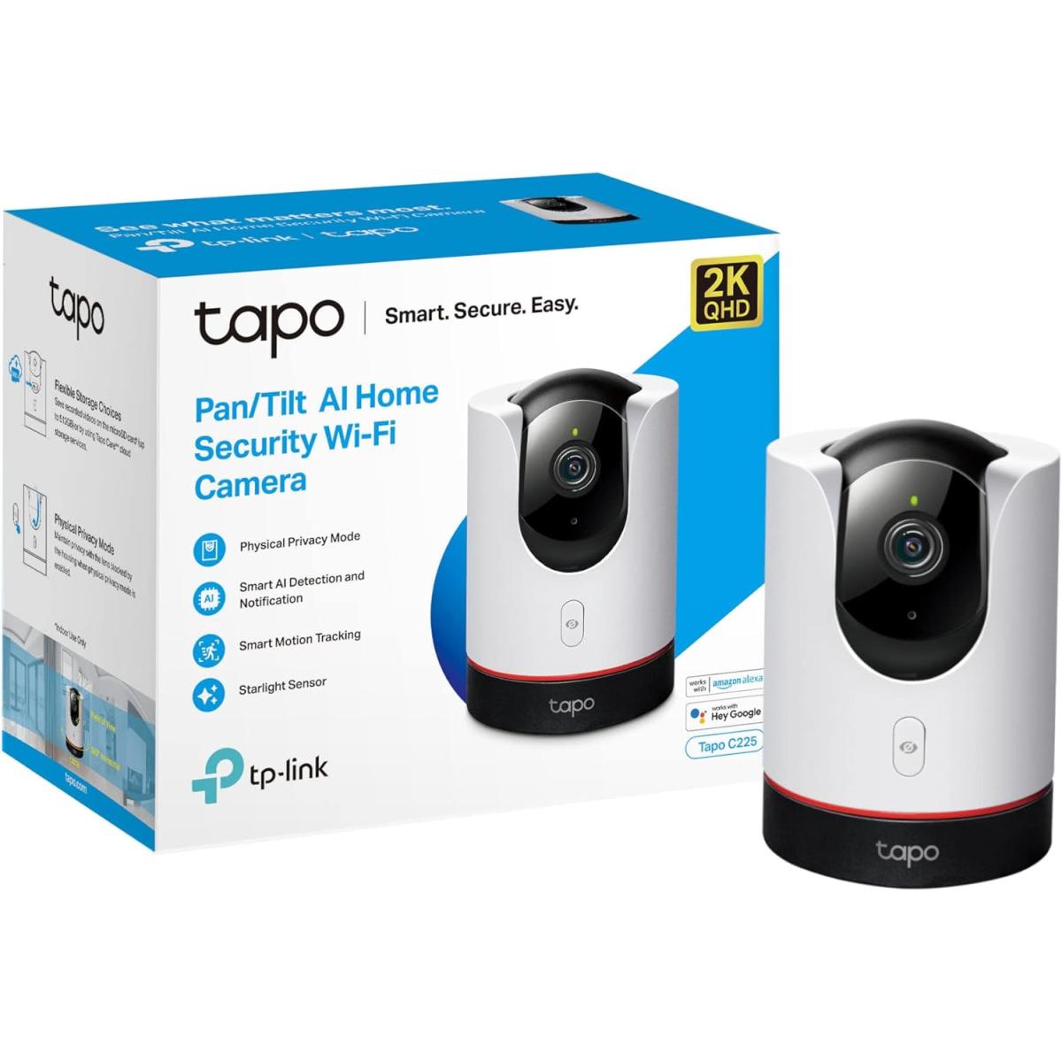 Tp Link Tapo C225 2k Qhd Pan/tilt Security Camera Ai Deteion Privacy Proteion Starlight Sensor 2 Way Audio 4mp Night Vision Cloud&sd Card Storage Works With Alexa - CompuMe