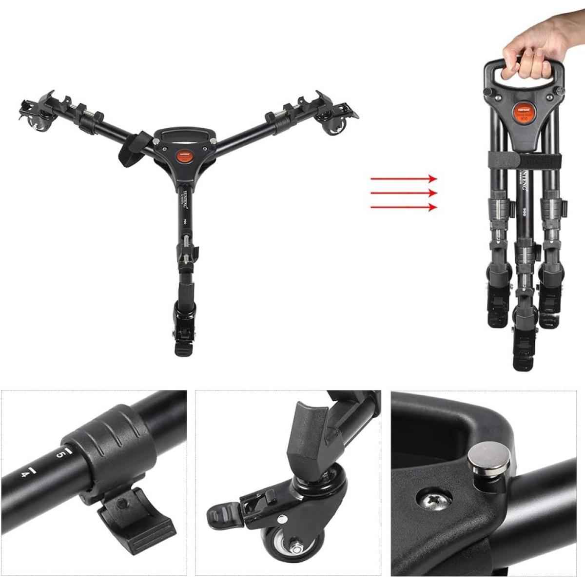 NO - Brand Universal Foldable Tripod Dolly with Adjustable Wheels