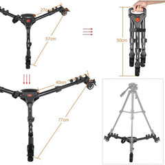 NO - Brand Universal Foldable Tripod Dolly with Adjustable Wheels