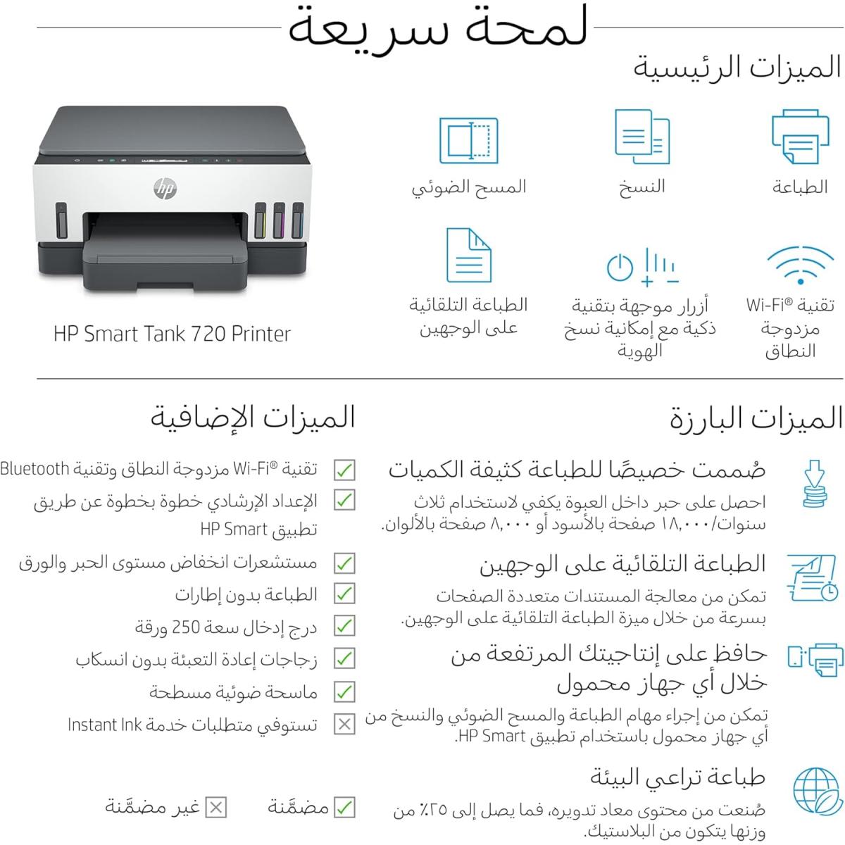HP Smart Tank 720 WiFi Duplex Mutifunction Printer Print, Scan, Copy w/ Wireless Auto Ink & Paper Sensor ( up to 12000 Black & 8000 Colour) HP Smart Tank 720 WiFi Duplex Mutifunction Printer Print, Scan, Copy w/ Wireless Auto Ink & Paper Sensor ( up to 12000 Black & 8000 Colour)