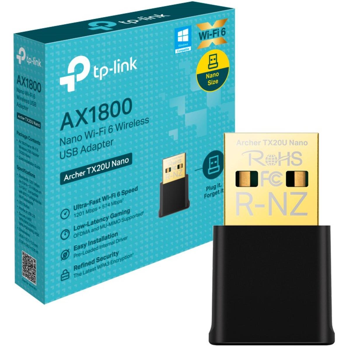 Tp Link Archer Tx20u Nano Ax1800 Usb Wifi Adapter 2.4g/5g Dual Band Ofdma, Mu Mimo, Wpa3, Travel Size, Supports Windows 11/10 - CompuMe