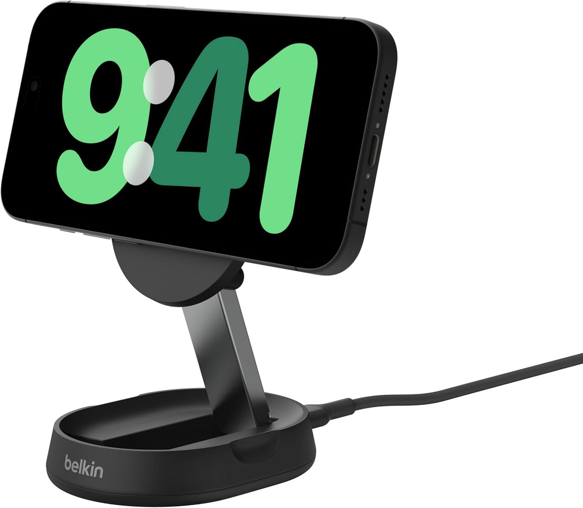 Belkin Magnetic Wireless Charging Stand with Qi2, 15Watts, Black - WIA008btBK