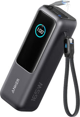 Anker Power Bank, 25000Mah & 16Watts, Built-In USB-C and Retractable Cable, Black - A1695H11