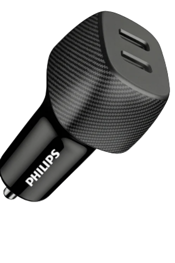Philips 60W Dual USB-C Car Charger – Black (DLP5522C)