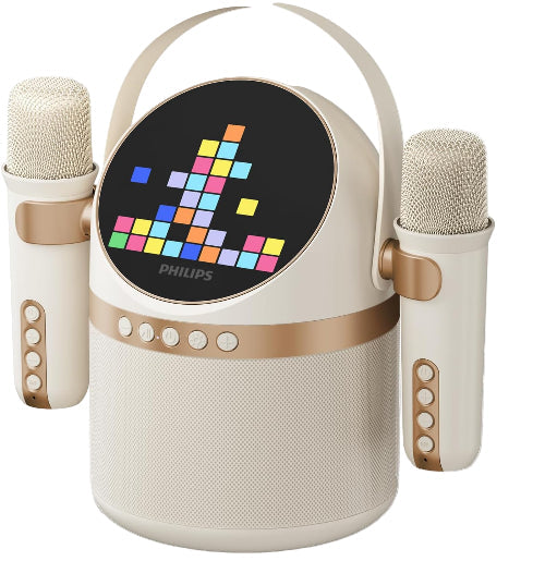 Philips Karaoke 2 Handy, Microphones Wireless Speaker, White - "TAS2509WT