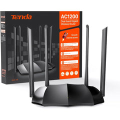 Tenda Ac8 Ac1200 Gigabit Wi Fi Router Dual Band High Speed Wireless Internet Router, 3xwan/lan Gigabit Ports, 4x6dbi Antennas, Mu Mimo, Beamforming, Ipv6, Guest Wi Fi - CompuMe