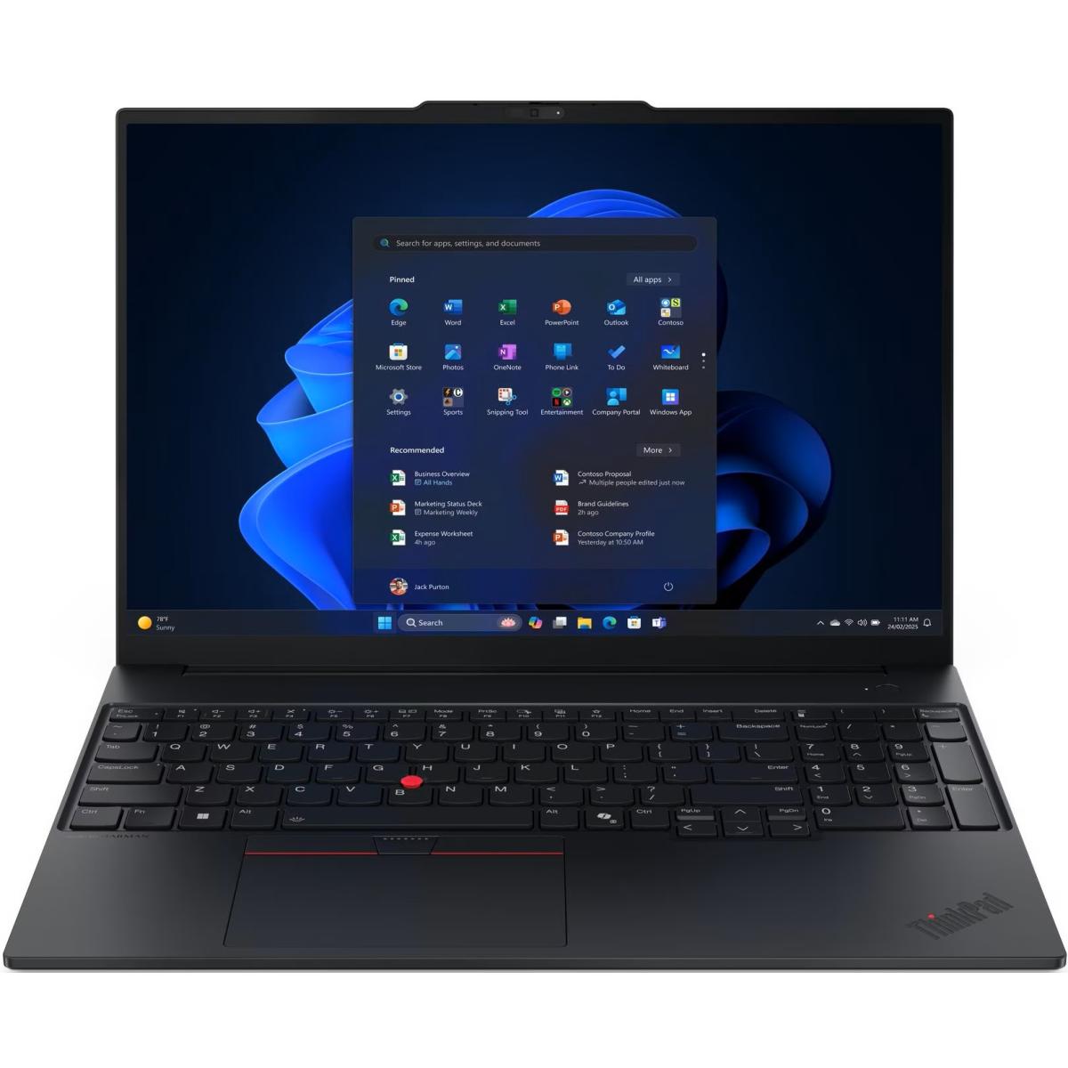 Lenovo ThinkPad E16 Gen 3 Black Laptop, 16gb, 780 meter, solid state drive