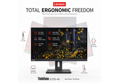 Lenovo ThinkVision E27q-40 27" Business 2K QHD IPS Monitor, 99% sRGB, 350 cd/㎡, 100 Hz, HDMI & Display Port, Built-in 2x2W Speakers, Adjustable Stand - 3 Years Warranty