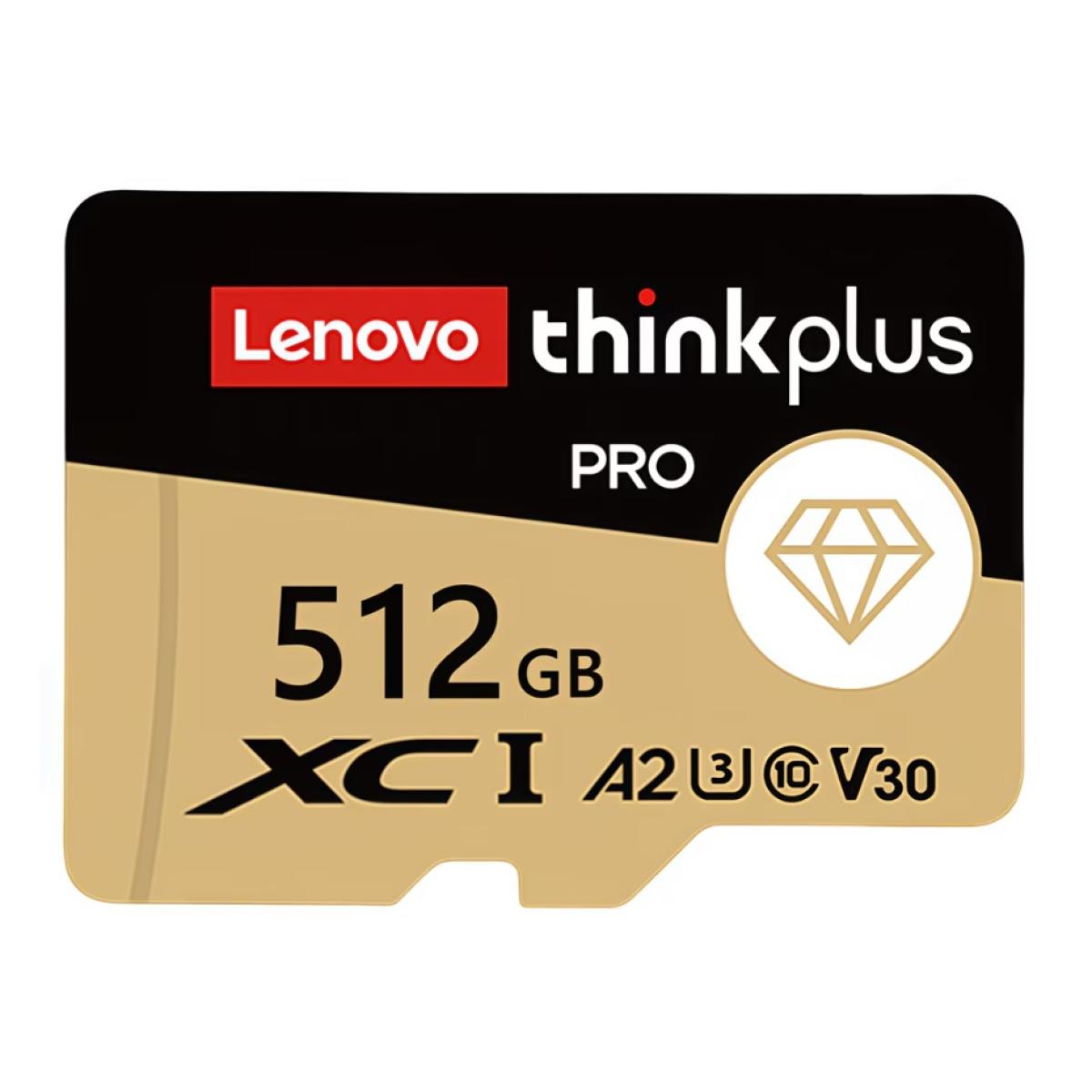 Lenovo Think Plus PRO Micro SD Memory Card, 512 GB, High Speed Up to 130 MB/s, UHS-I U3 A2 V30, MicroSDXC, for Smartphones, Drones, Nintendo Switch, Camcorders, Monitors and Laptops