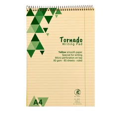 Tornado Writing Pad A4 Yellow Smooth Paper 80Sheets