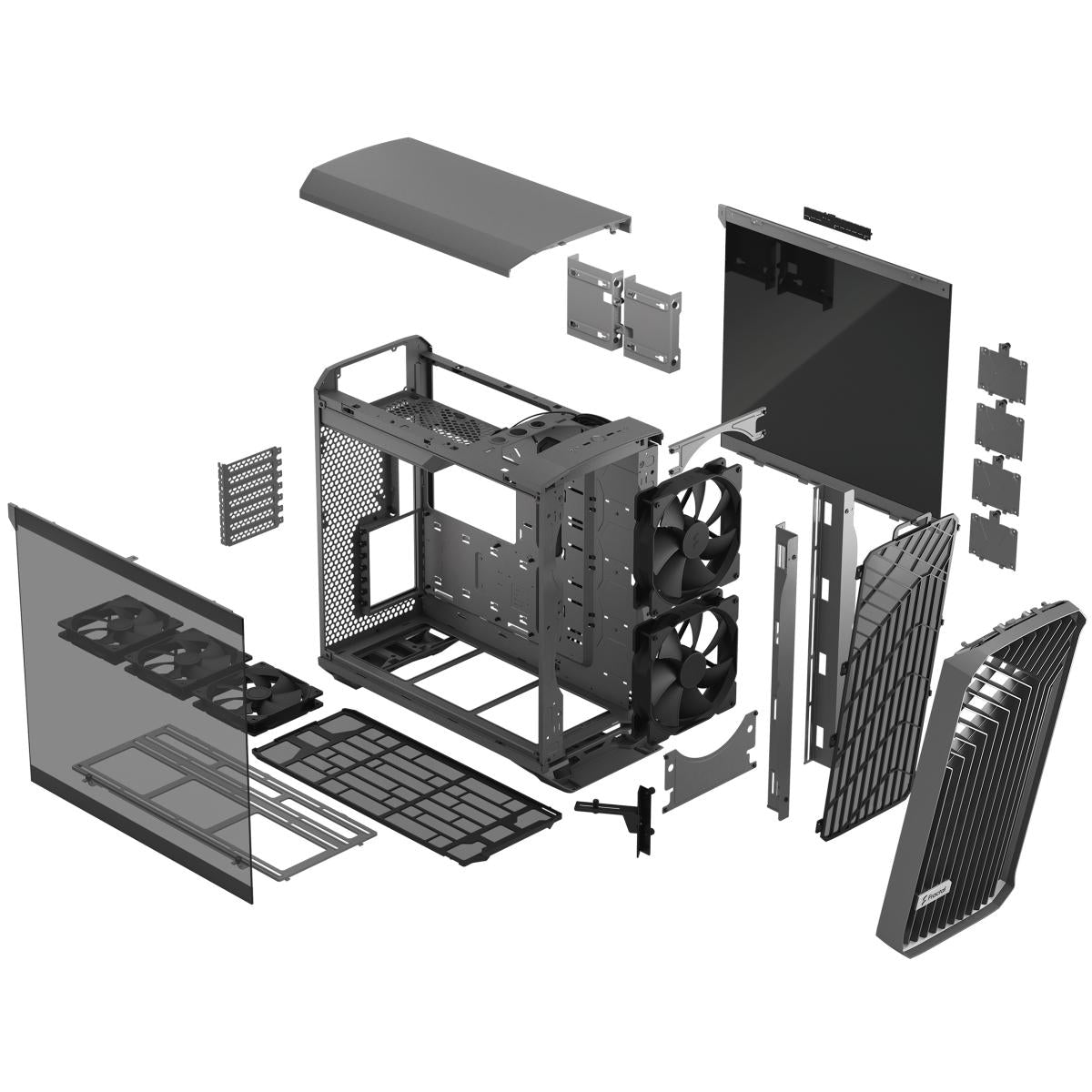 Fractal Design Torrent (Gray TG Light Tint) Mid-Tower Tempered Glass Gaming Case w/ Type-C & (Front) 2 x 180 mm + (Bottom) 3 x 140 mm Fans Fractal Design Torrent (Gray TG Light Tint) Mid-Tower Tempered Glass Gaming Case w/ Type-C & (Front) 2 x 180 mm + (Bottom) 3 x 140 mm Fans