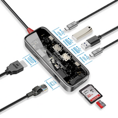 Promate Transhub-Mini USB-C™ Hub 8-in-1 Media Hub 4K@60Hz