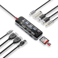 Promate TransHub-Pro USB-C Hub 11-in-1 Multi-Display 2x 4K HDMI 4K DisplayPorts