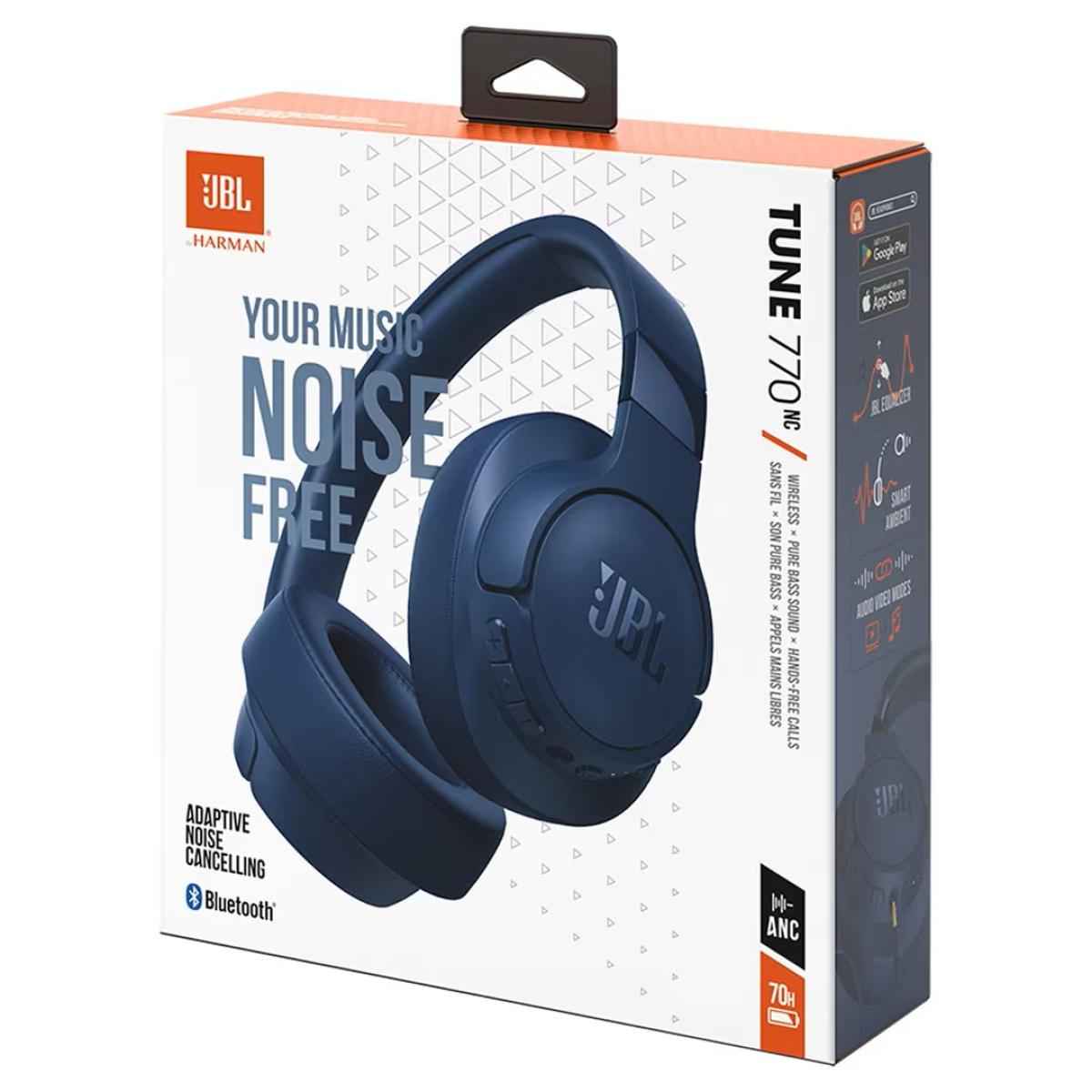 Jbl Tune 770nc Adaptive Noise Cancelling Over Ear Bluetooth 5.3 Up To 70h Battery Speed Charge Lightweight Comfortable & Foldable Design Dark Blue