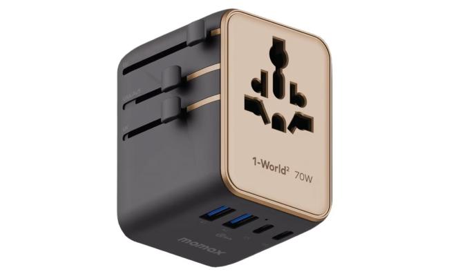 Momax 1 World² 5 Port Mini Universal Travel Gan Charger 70w With Dual Ac Desert Titanium Momax 1 World² 5 Port Mini Universal Travel Gan Charger 70w With Dual Ac Desert Titanium