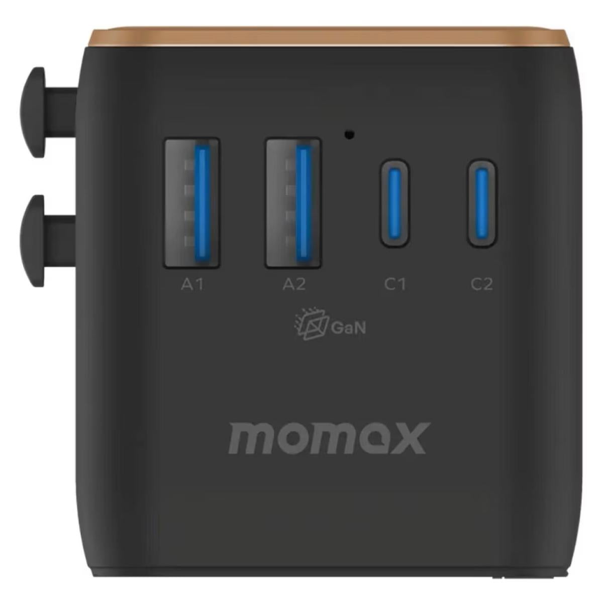 Momax 1 World² 5 Port Mini Universal Travel Gan Charger 70w With Dual Ac Desert Titanium Momax 1 World² 5 Port Mini Universal Travel Gan Charger 70w With Dual Ac Desert Titanium