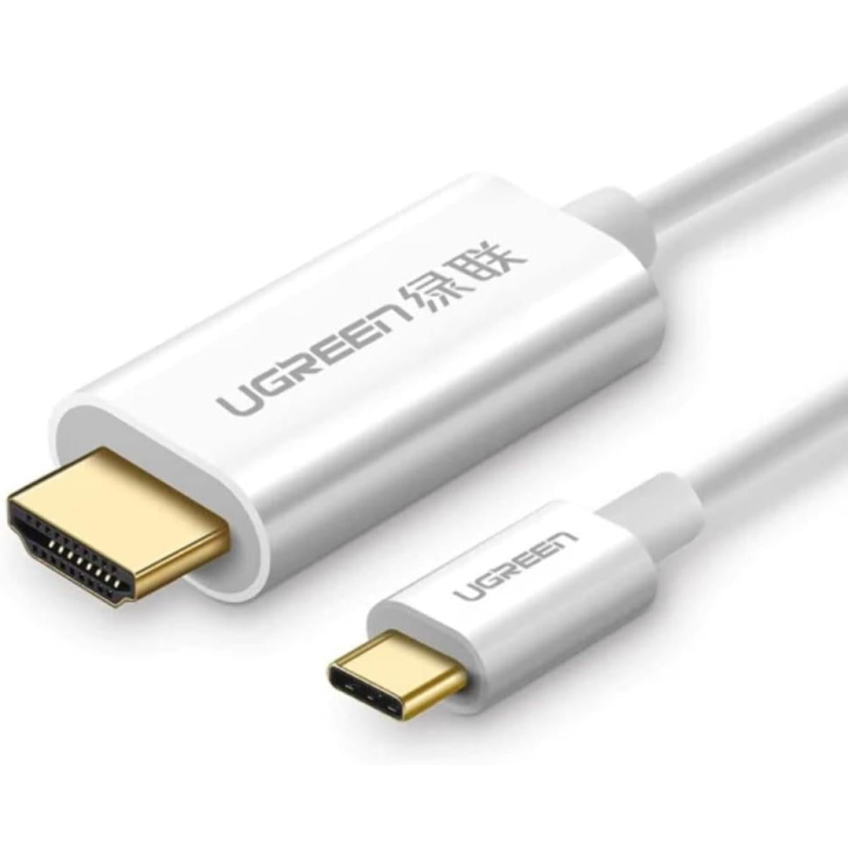 Ugreen Usb Type C To Hdmi Cable, Abs Case, 24k Gold Plated Conneor, Anti Interference, Anti Oxidation, Multiple Interior Shielding, 1.5 Meter Length, White