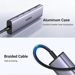 UGREEN 15395 USB C HUB WITH 2 USB-C AND 2 USB-A 5GBPS DATA PORT ALUMINUM