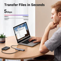 UGREEN 15395 USB C HUB WITH 2 USB-C AND 2 USB-A 5GBPS DATA PORT ALUMINUM