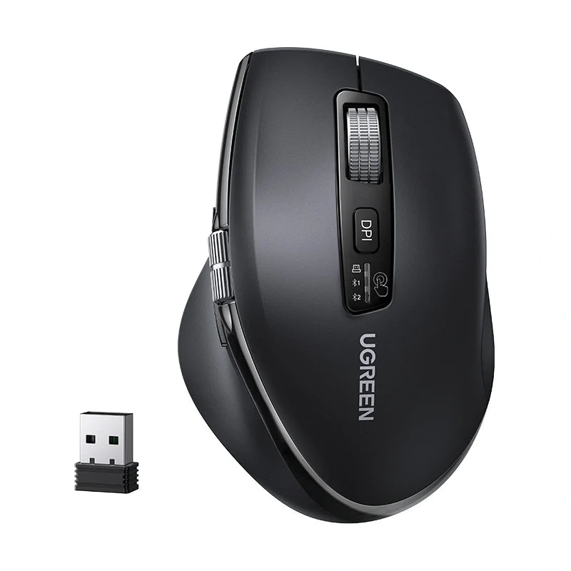 UGREEN 45792 Multi-Mode Wireless Bluetooth Mouse – 2.4GHz, Thumb Wheel, Side Scrolling
