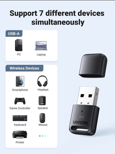 Ugreen 90225 35995 Usb Bluetooth 5.3 Adapter For Pc Ugreen 90225 35995 Usb Bluetooth 5.3 Adapter For Pc