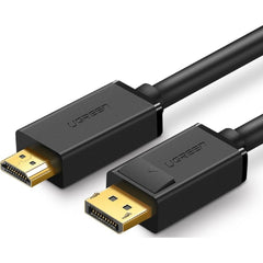 UGREEN 4K UHD DP to HDMI Cable, Audio Video Sync, Support 4K 3D Vision, Stable Single Transfer, 2.25Gbps Bandwidth, 1.5 Meter Length, Black