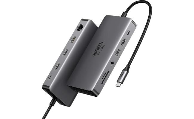 UGREEN 11 in 1 Laptop Docking Station USB - C Dock Dual HDMI 4K@60Hz Single 8K@30Hz 10Gbps Data Port 100W PD Gigabit Ethernet