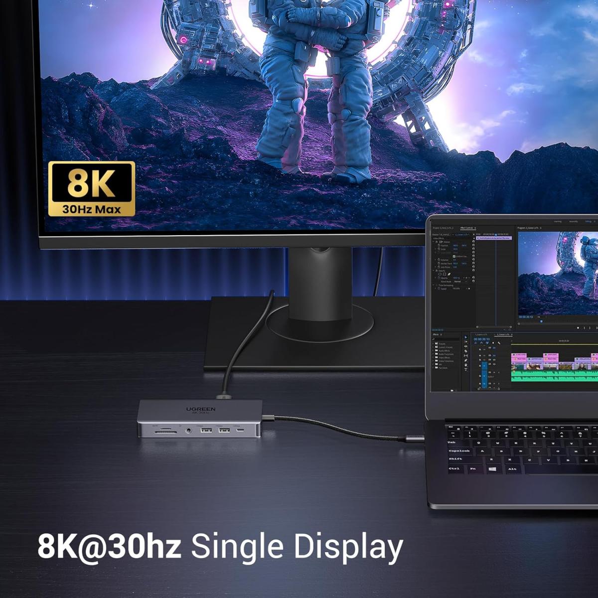 UGREEN 11 in 1 Laptop Docking Station USB - C Dock Dual HDMI 4K@60Hz Single 8K@30Hz 10Gbps Data Port 100W PD Gigabit Ethernet