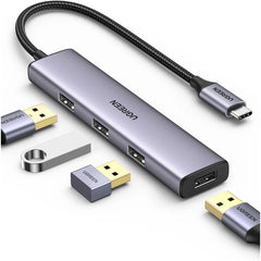 UGREEN USB C Hub 4-in-1 Type C to 4 Ports USB 3.0 Adapter USB Dongle with Nylon Braided Cable Laptop Accessories High-Speed 5Gbps USB Splitter Compatible with MacBook Pro/Air, iPad Pro, Dell, iMac,etc
