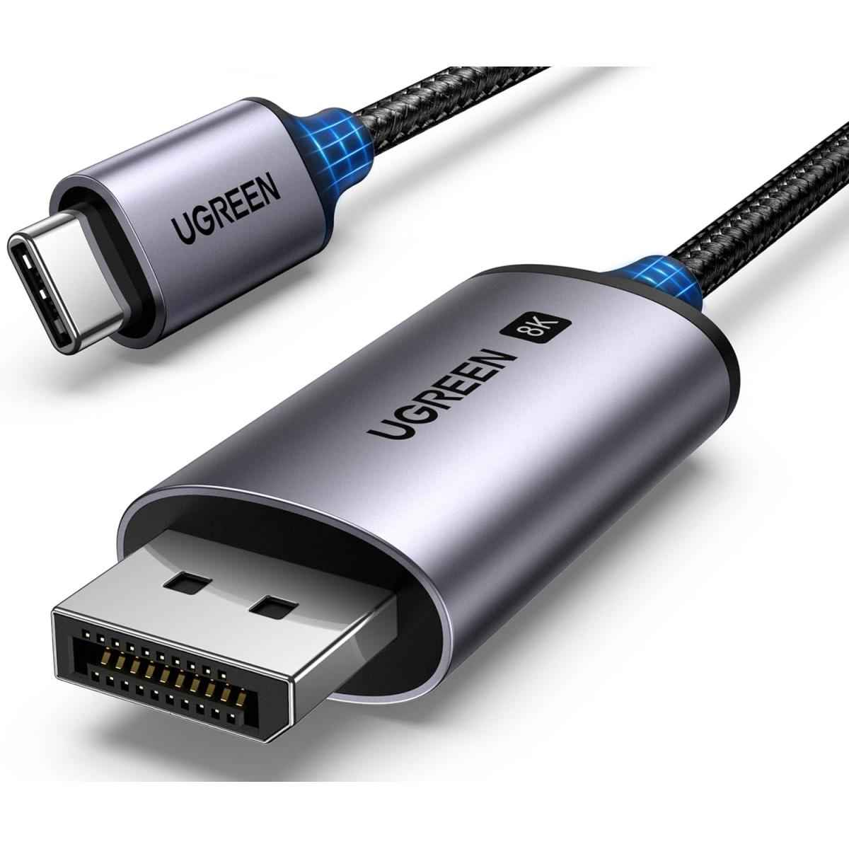 Ugreen Usb C To Displayport 1.4 Cable 8k@60hz 4k@240hz Unidireional Thunderbolt 4/3 To Displayport Cord Usb C To Dp 32.4gbps Compatible Iphone 16, Macbook Pro/air, Ipad, Mac Mini, Galaxy, Xps, 1m