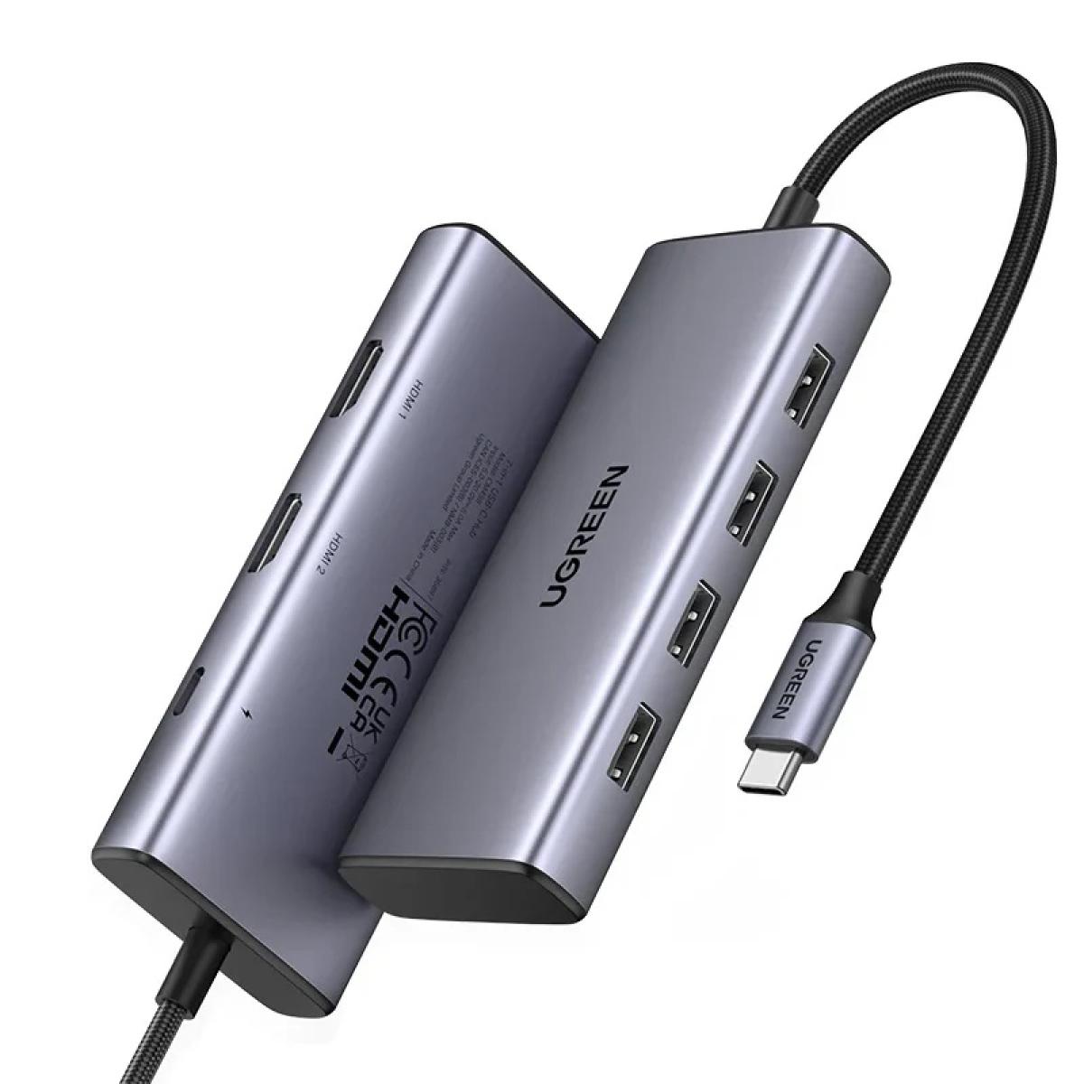Ugreen Usb C Hub 7 In 1 Dual Hdmi 4k Type C Pd 100w Usb C To Usb A 3.0+3*usb A 2.0 For Iphone, Macbook, Pc