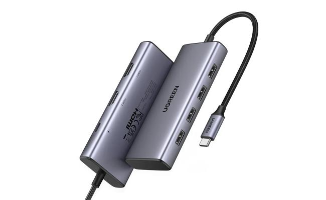 Ugreen USB - C Hub 7 In 1 Dual HDMI 4k Type C Pd 100w USB - C to USB A 3.0+3*usb A 2.0 for Iphone, Macbook,