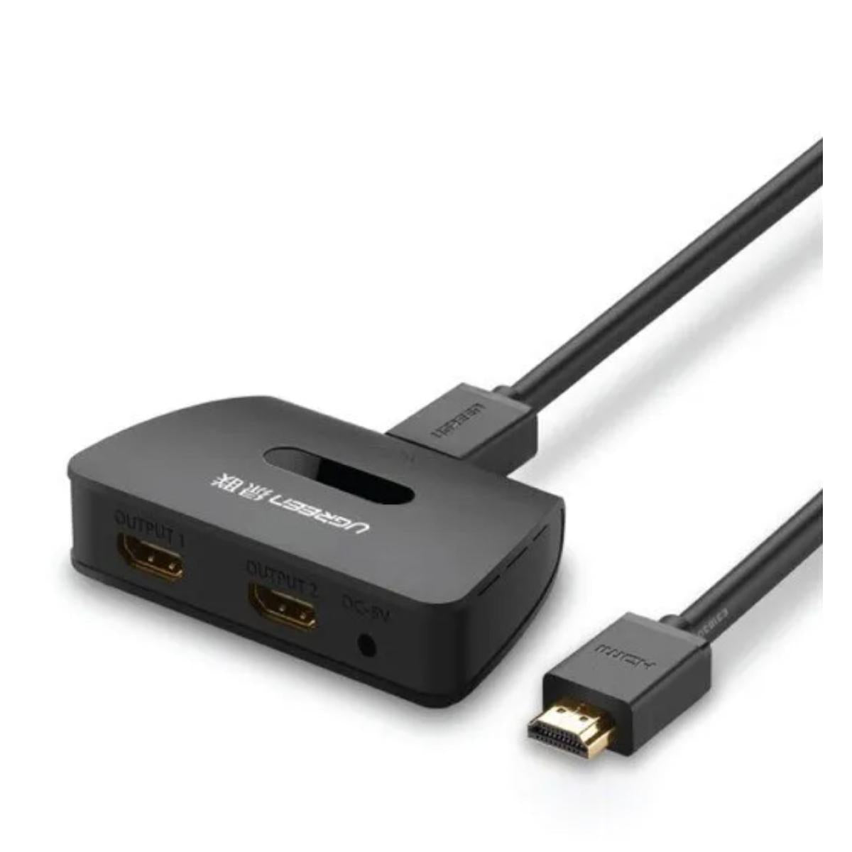 Ugreen 40207 HDMI Splitter 4k 30hz 1 In 2 Out Black, gaming