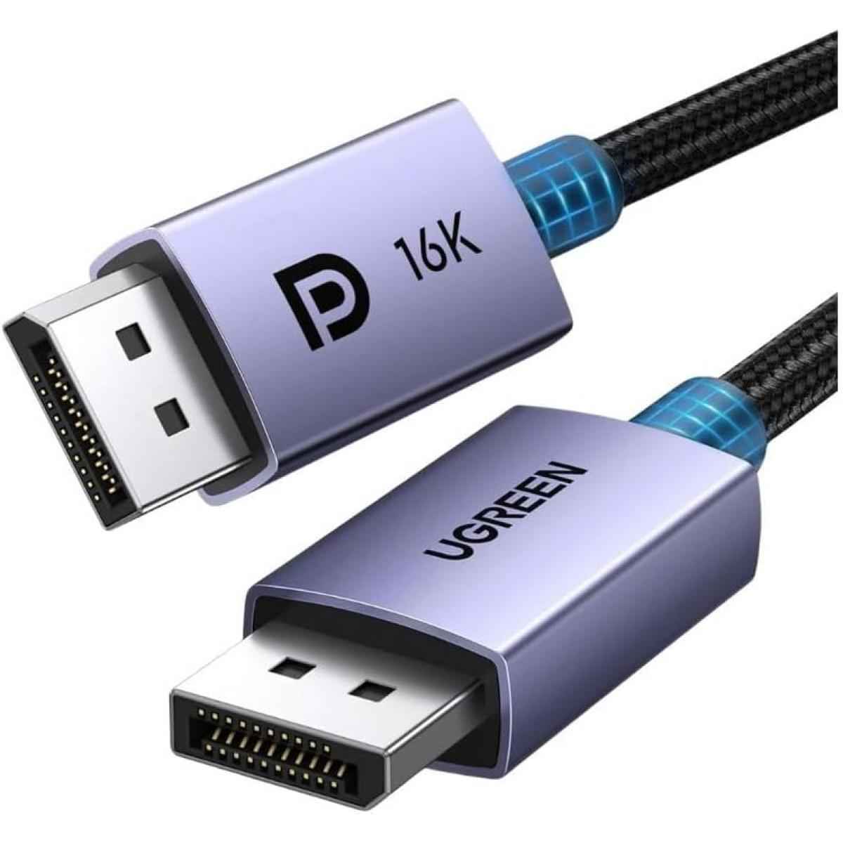 Ugreen 16k Displayport Cable 2.1 [vesa Certified] Dp2.0 40gbps Support 8k@240hz 4k@240hz Hdr, Hdcp, Dsc 1.2a, Braided Display Port Cable Cord Compatible Freesync G Sync Video Card Monitor, 2m
