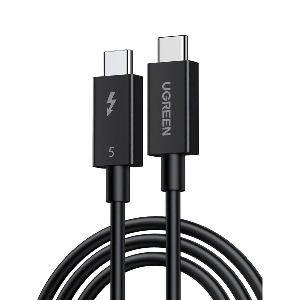 UGREEN 240W 80Gbps Thunderbolt 5 Cable with 120Gbps Bandwidth Boost, Intel Certified USB C Cable, 16K/8K@60Hz Compatible with Thunderbolt 4, USB4, iPhone 17 Pro Max, MacBook Pro, Dell XPS, Hub, 1M - Black