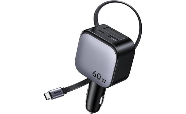 Ugreen 60w Car Charger with Retraable Cable, adapter