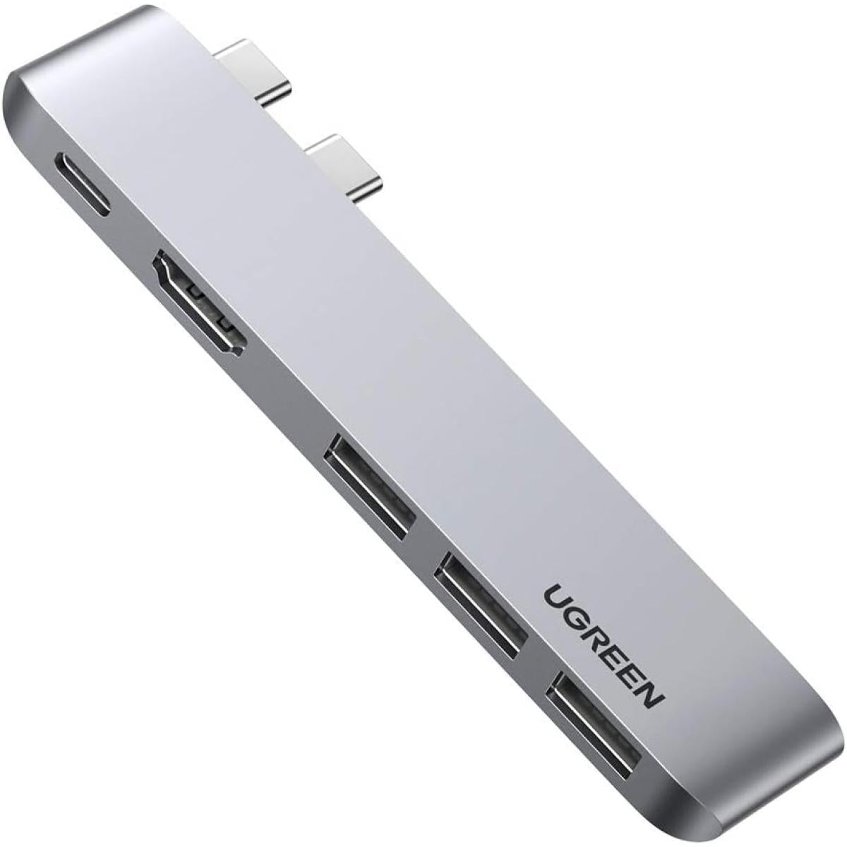 Ugreen Cm251 Hub Usb Type C To 4k Hdmi Thunderbolt 3 100w Power Delivery 3 Usb 3.0 Port Adapter Dock Station For Macbook Air M1 2020 2019 2018 Macbook Pro M1 2019 2018 2017 Silver