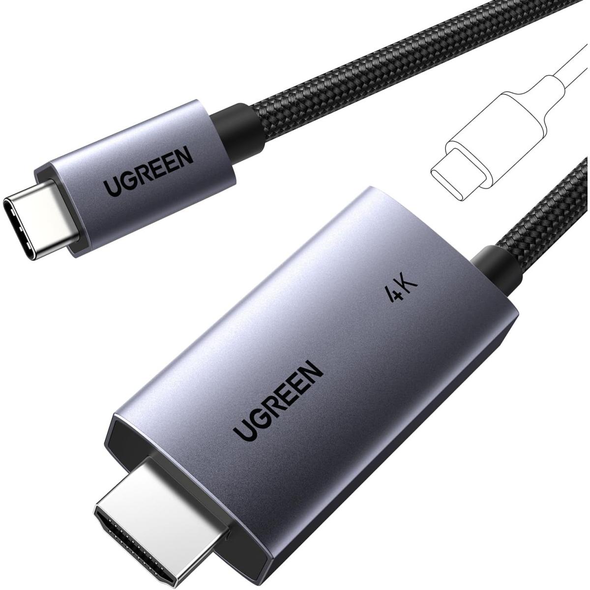 UGREEN USB C to HDMI Cable with 100W PD Fast Charging Adapter 4K@60Hz 2-in-1 Thunderbolt Unidirectional Type C to HDMI Compatible iPhone 17 Pro Max, SteamDeck, MacBook, iPad, Galaxy S25, XPS, 2M