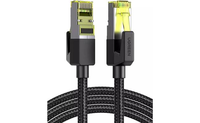 UGREEN CAT7 Ethernet Cable Braided Pure Copper 10 meter - Black with networking