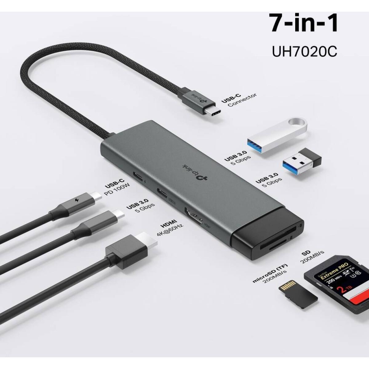 Tp Link UH7020C USB Type C 7 In 1 Hub, laptop