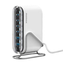 Momax Um55 Smart Charging Station 1 Charge Flow, 2 Usb A Ports And 4 Usb C Ports Gan Charger 120w White