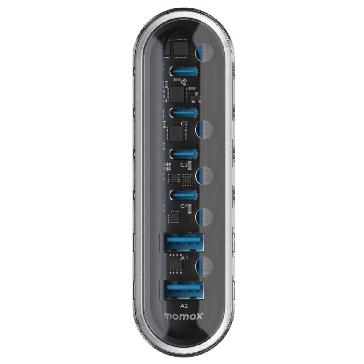 Momax Um55 Smart Charging Station 1 Charge Flow, 2 Usb A Ports And 4 Usb C Ports Gan Charger 120w White Momax Um55 Smart Charging Station 1 Charge Flow, 2 Usb A Ports And 4 Usb C Ports Gan Charger 120w White