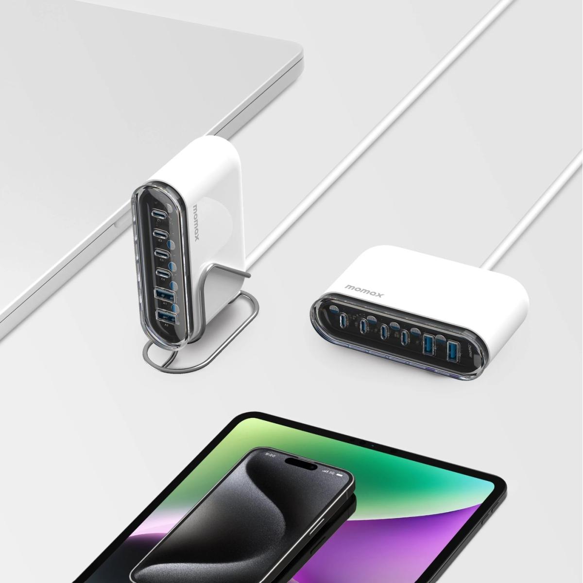 Momax Um55 Smart Charging Station 1 Charge Flow, 2 Usb A Ports And 4 Usb C Ports Gan Charger 120w White Momax Um55 Smart Charging Station 1 Charge Flow, 2 Usb A Ports And 4 Usb C Ports Gan Charger 120w White