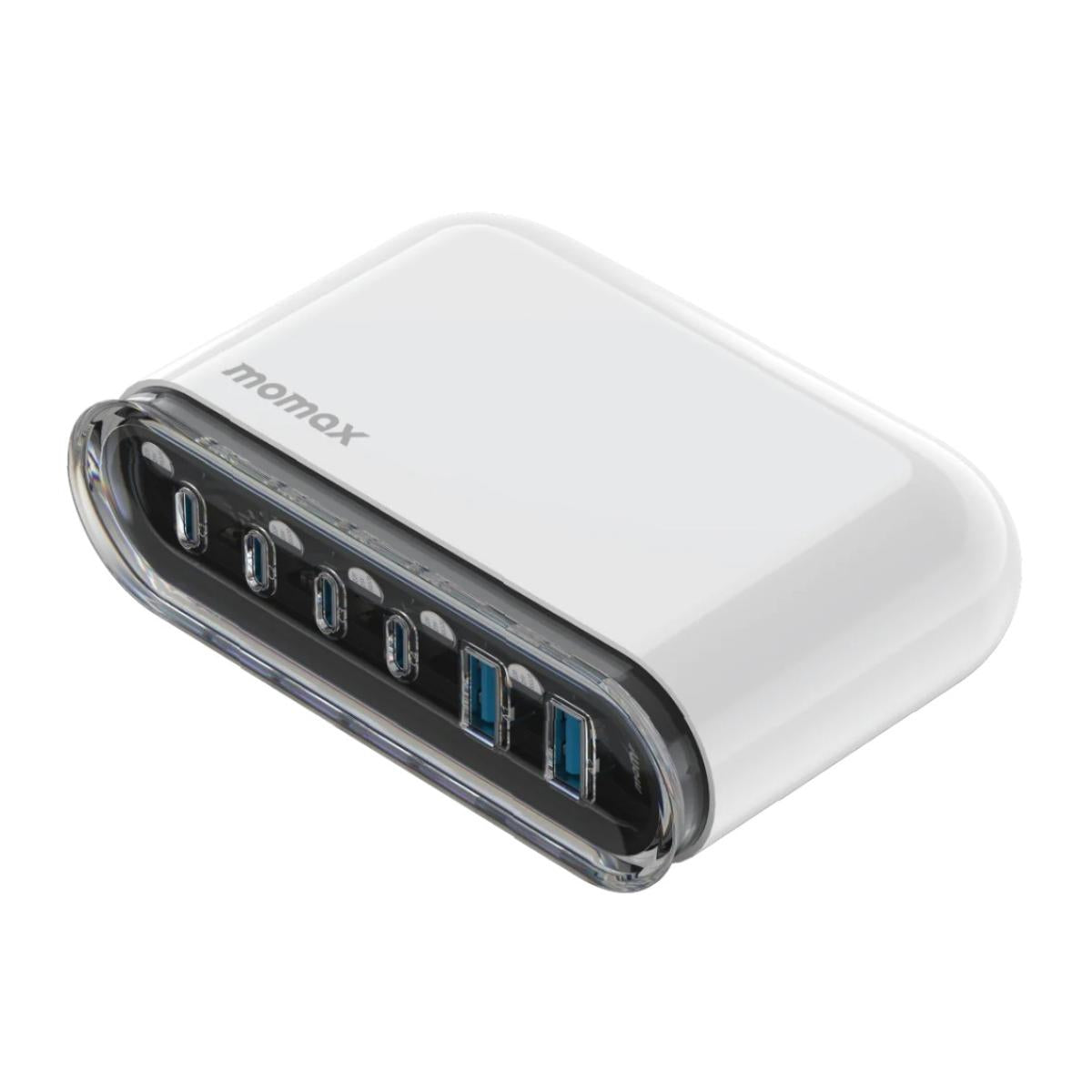 Momax Um55 Smart Charging Station 1 Charge Flow, 2 Usb A Ports And 4 Usb C Ports Gan Charger 120w White Momax Um55 Smart Charging Station 1 Charge Flow, 2 Usb A Ports And 4 Usb C Ports Gan Charger 120w White