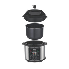 Arshia Pressure Cooker, 6Lit, 1750Watts, Black / Steel - 3386