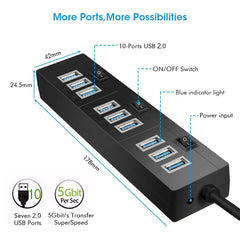 10 Port USB 2.0 Hub Power Adapter