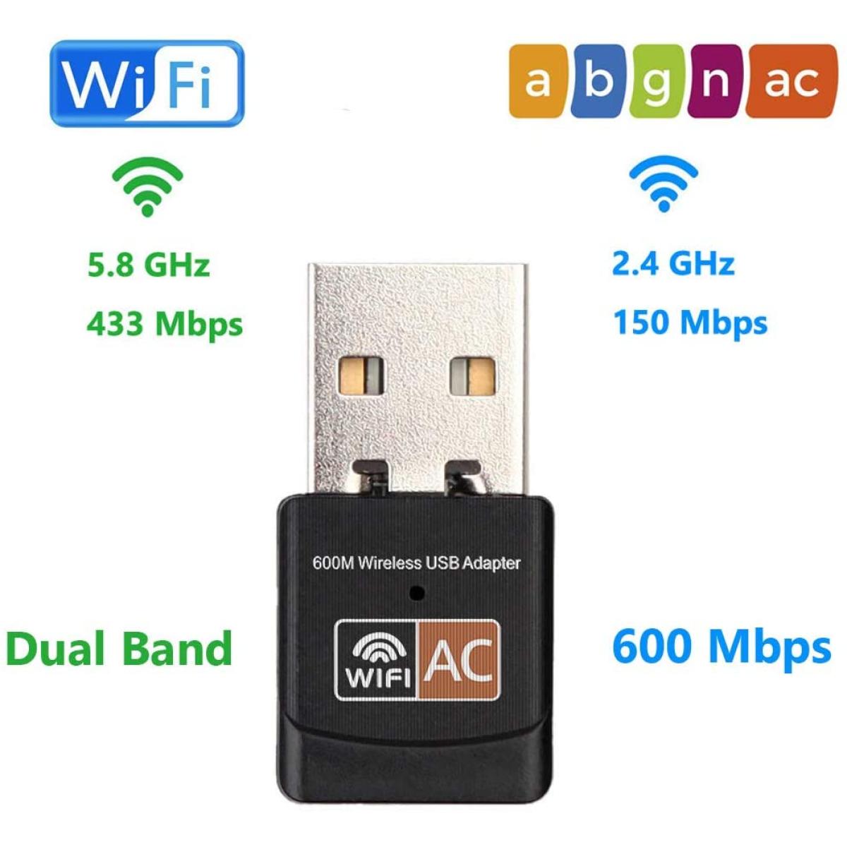 HAING USB Wifi Adapter 600Mbps Dual Band