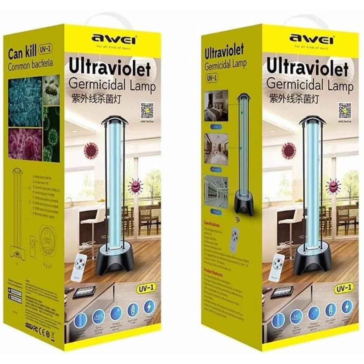 Awie Ultraviolet Germicidal Uv Lamp 220v 38w Sterilization With Three Step Timing Remote Control For Household Disinfeion Living Room Bedroom Household