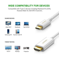 UGREEN USB Type - C to HDMI Cable 1.5 meter White, USB cable
