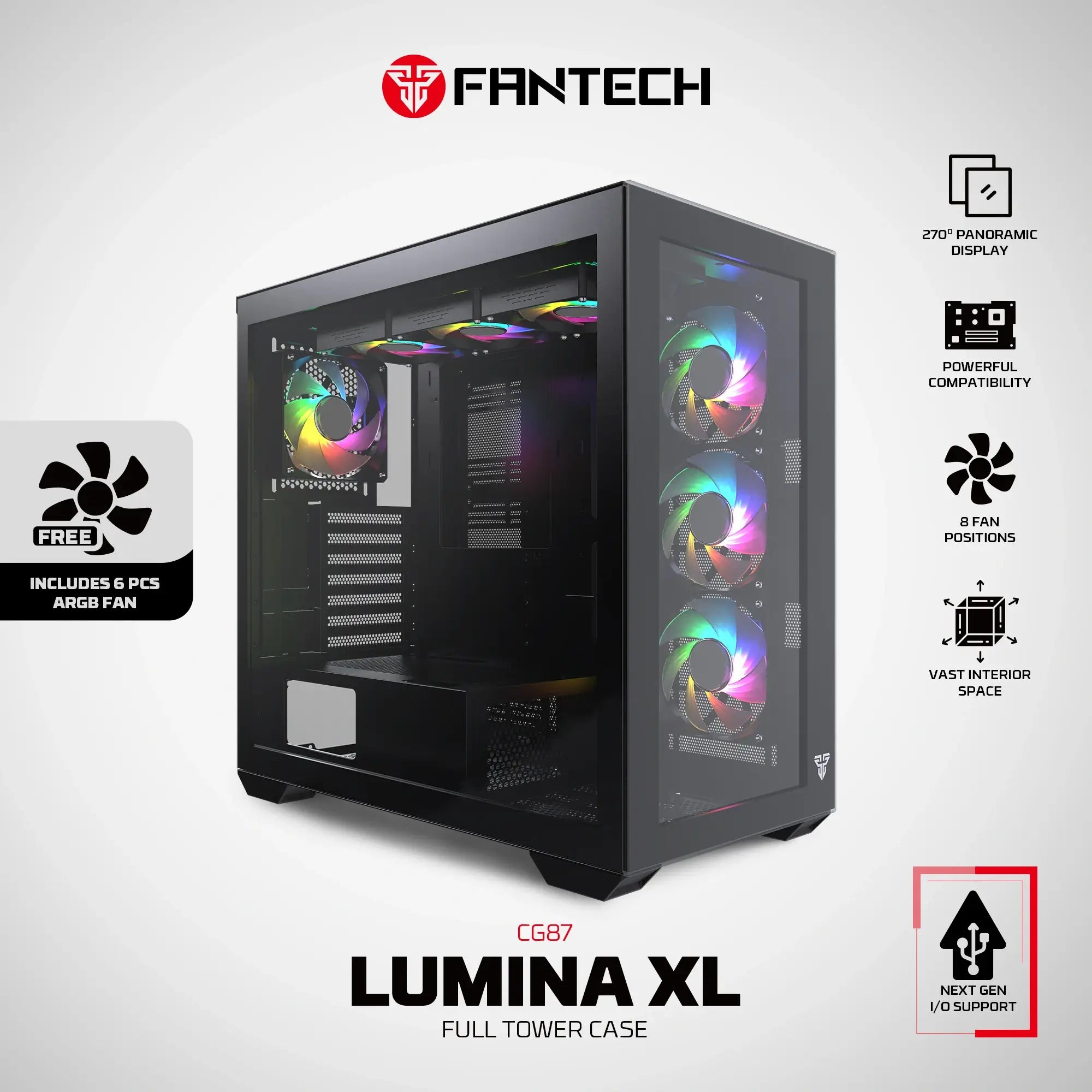 Fantech PC case for desktop computer builds and component installation